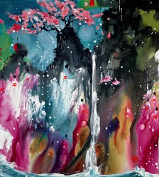 Mountain Travels by Danielle O'Connor Akiyama - Glazed Box Canvas sized 34x38 inches. Available from Whitewall Galleries